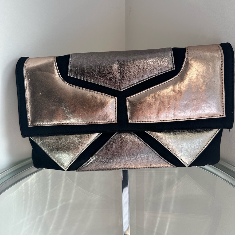 SONDRA ROBERTS SR Squared Blocked Metallic Clutch